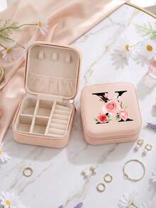 1pc Jewelry Box,Travel Jewelry Box,Portable Zipper Jewelry Organizer - Rose Floral 1 - View 30