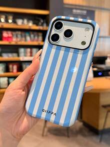 Una elegante funda para teléfono que no incluye cordón ni soporte GIIPPA Pink Stripe s Fashion Matte Vertical Striped 2-In-1 Phone en rosa y amarillo claro compatible con 16 15 14 13 12 11 PRO PLUS Spring Pastel, regalo de cumpleaños. - Multicolor - Ver 6