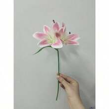 34cm Artificial Pink Lily Flower, Silk Fake Flower For Home Decor, Wedding Bouquet, Birthday Party, Dining Table, Garden, Wedding Decoration, Bridal Bouquet, Silk Lily Flower - 粉色 - 查看 6
