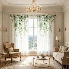 2PCS Modern Art Decorative Curtains, Natural Plant Patterns, Living Room Curtains, Bedroom Window Screens, Home Bedding Window Treatment, Suitable For All Seasons, Versatile Home Decoration Curtains - Multicolor - View 6