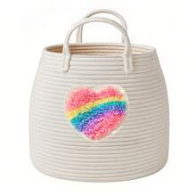 Giỏ đựng đồ giặt bằng dây đan trang trí cầu vồng, giỏ đựng đồ chơi, thích hợp cho phòng ngủ, phòng khách, đựng đồ chơi, giỏ quà cầu vồng thích hợp cho phòng bé gái và phòng chơi. - Nhiều màu - Xem 18