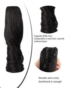 10英寸优雅爪夹黑色卷曲马尾假发，采用耐热合成纤维制成，适合女性参加派对和日常佩戴。 - 深棕 - 查看 4