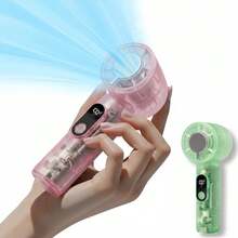 Mini Dispositivo de Resfriamento Facial de Mão - Turbina, Bateria Recarregável de 1800mAh, Carcaça, Visor LED, Almofada de Resfriamento, Ventilador Pessoal, Ideal para Viagens, Atividades ao Ar Livre e Camping - Excelente Presente para Homens e Mulheres - Multicolorido - Visão 12