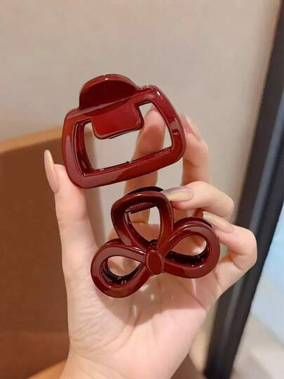2 chiếc kẹp tóc nơ và vuông màu đỏ, phụ kiện tóc thanh lịch và ngọt ngào, phù hợp với kiểu tóc búi nửa đầu, lý tưởng cho sử dụng hàng ngày, trang trí năm mới và sinh nhật.