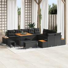 vidaXL Gartensofa-set 13 pcs Schwarz Poly-Rattan - Noir - Voir 1