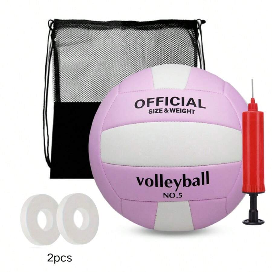 5# Standard Size Volleyball Set - Volleyball + Portable Net Bag + Air Pump, All-In-One, No Need For Additional Purchase, Ready To Use. Portable & Compact Storage, Reinforced Net Bag, Lightweight And Easy To Carry, Convenient For Travel And Training. Comes With Air Pump For Easy Inflation To Standard Pressure. Suitable For Training, PE Class, And Recreational Use. - Multicolor - View 1