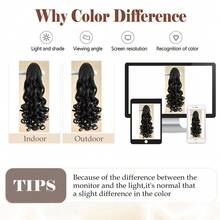 22 Inch Wavy Ponytail Hair Clip, Integrated Wavy Curly Style, Suitable For Daily Use By Women, Black - Black - View 7