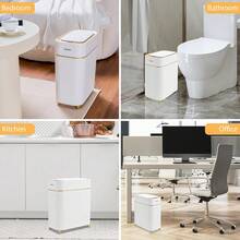 Automatic Small Sensor Trash Can With Touchl Lid, 2.3 Gallon / 9L Smart Garba Can, Quiet Close White Gold Waste Bin - Perfect For Kitchen, Living Room & Small Spaces Variant 1 - White - View 7