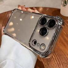 17 Pro Max、17、16、15、14、13、12、11 Pro Max Plus高級透明素材を使用スマホケース、電気メッキソフトフレーム、ハードアクリルバック、耐衝撃性ガラスレンズ保護付きき - ピンク - チェックする 4