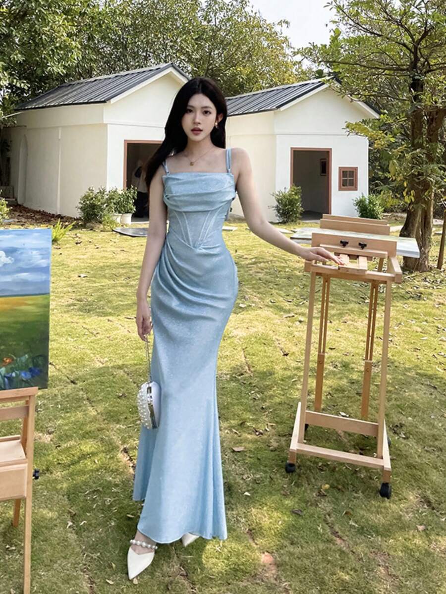 Women Long Dresses - Blue - View 1