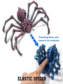 1pc 3D Printed Articulated Skeleton Spider Toy, Elastic Trigger Spider Egg Set, Movable Joints Simulation Model, Stress Relief Fidget Toy Halloween Decor Gift For Kids - 彩色 - 查看 2