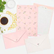 36 hojas de papel de escribir + 18 sobres Juego de papelería, papel con diseño de líneas lindas adecuado para cartas, invitaciones, poesía, oficina y estudio, incluye sobres - A - Ver 7