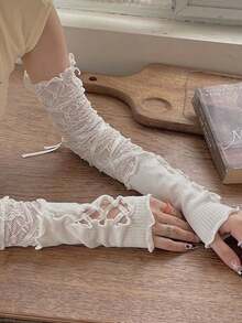1pair  Ballet  Lace  Tie-Up Sun Protection Sleeves Elegant HalloweenValentine's Day Summer - 1 cái - Xem 3