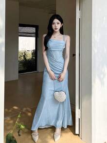 Women Long Dresses - Blue - View 7