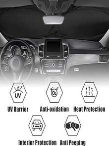 Pelindung Matahari Kaca Depan Mobil Musim Panas | Menghalangi 99% Panas dan Menjaga Interior Tetap Sejuk | Cocok untuk Semua Mobil, SUV, Truk | Pelindung Matahari Mobil Musim Panas, Pelindung Matahari dan Aksesori Otomotif | Ukuran Sedang [59,06 x 27,5 Inci] - Pelindung matahari mobil yang menarik - View 9