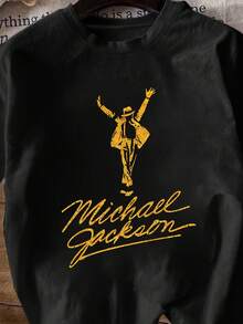Unisex Adult T-Shirt2026 SpringSummer New Collection T-Shirts Featuring Michael Themes, Family T-Shirts, Creative Gifts, For Music Lovers, Vinyl Record T-Shirts, Casual And Comfortable Short-Sleeve T-ShirtsSoft Cotton, Casual Daily Wear,Lightweight, Breathable Fabric,Cute , Perfect For Vacation,Blusas Para Mujer,Playeras De Mujer - 黑色 - 查看 1