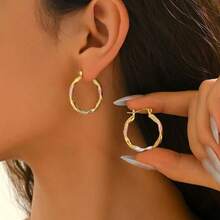 Women's 14K Gold Plated Copper Delicate Petite Earrings-Vintage Color Bohemian Style Earrings,Christmas Gift,Suitable For Various Occasions,Daily Wear,No Setting Required-Fashion Jewelry,Perfect For Weddings And Birthday Parties Valentines Gifts - 金色 - 查看 8