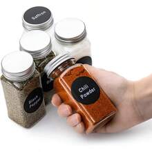 12/24pcs 5.6oz (Approx. 160g) Square Plastic Spice Jars, Reusable Plastic Seasoning Containers With Airtight Lids, Label Papers And Pens, Salt And Pepper Shakers, Spice Jars, Sealed Jar Set, Suitable For Outdoor Dining, Spices, Herbs, Powders And Glitters - Multicolor - View 4