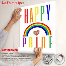 1/6 Stücke/Set LGBTQ+ Pride Leinwand Poster, Regenbogen-Themen Wandkunst Dekoration, lebendiges mehrfarbiges Design, mit den Zitaten "Happy Pride", "Love Is Love", "Love Is Never Wrong", Gleichberechtigung & Inklusion Heimdekoration, Gemälde, moderne Pride Month Wanddekoration, Wohnzimmer Schlafzimmer Apartment Ästhetik Ornament, minimalistischer Regenbogen-Muster, Innenraum Wandbehang Kunst, optional mit Rahmen - Mehrfarbig - Übersicht 4