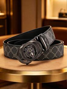 Men's Textured Belt With A New Type Of Zinc Alloy Automatic Buckle Belt, Adjustable Size, Business And Leisure Full Set Design, Very Suitable For Jeans, Suitable For Daily Office Wear, Fashionable And Comfortable Men's Belt - Multicolor - View 3