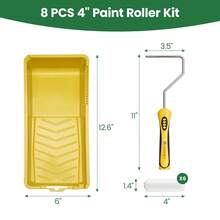 Small Paint Roller Kit,Mini Paint Roller With 4 Inch Paint Roller Frame And Paint Tray,Paint Roller Set Perfect For Repairing Furniture, Cabinets, And Other Delicate Projects - 4"8pc - View 5