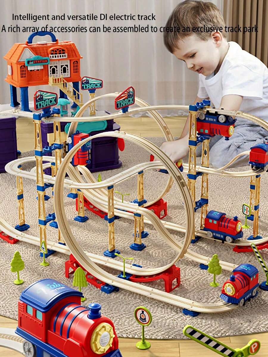 City Adventure Track Toy Set, Transformable Train & Car, Educational Electric Toy Car, Children's Birthday Gift