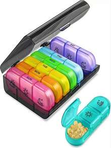 2 Times/Day 30 Days Morning & Evening Pill Box, 31 Days Pill Container, 1 Month Medication Organizer, Compartment For Vitamins, Fish Oil Supplements, Portable Pill Case, Cute Pill Box, Pill Dispenser, Small Pill Container, Pill Bottle, Travel Pill Box, Pill Tracker, Mini Pill Box - Multicolor - View 12