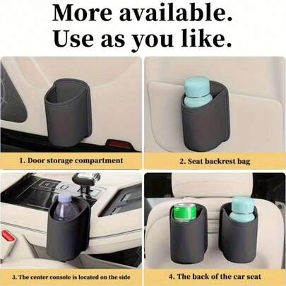 1 pieza Bolsa de basura para coche con bolsillo de almacenamiento, se puede colgar en el respaldo del asiento y la puerta del coche, con portavasos, set de organizador de interior de coche
