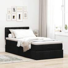 vidaXL Ottoman-Bett mit Matratze Schwarz 90x190 cm Stoff - Noir - Voir 3