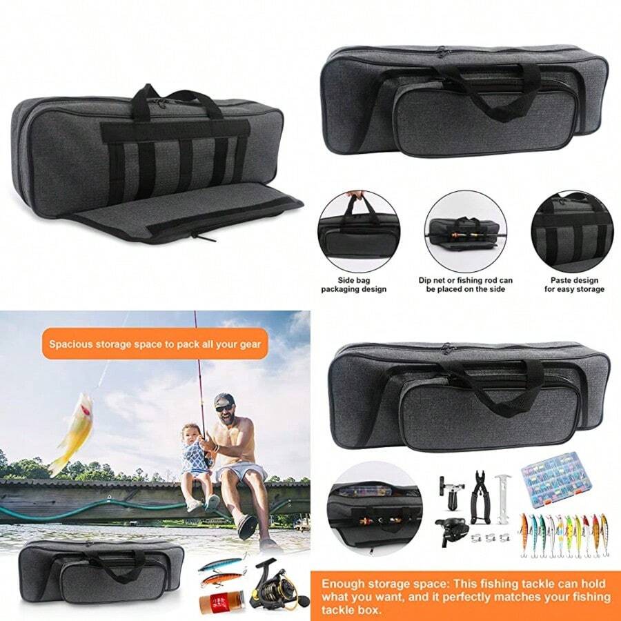 Hikary - Funda para caña de pescar de 43 cm portátil plegable para caña de pescar bolsa de almacenamiento gris - como en la foto - Ver 1
