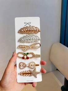 Kẹp tóc hợp kim đính đá sang trọng, kẹp tóc mái giả ngọc trai dễ thương với đá lấp lánh bên hông, kiểu Hàn Quốc, kẹp càng cua, thích hợp cho du lịch, sinh nhật. - Nhiều màu - Xem 8