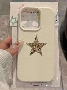 1 pieza Funda de teléfono de moda TPU con estampado de estrella minimalista blanca, 1 pieza Funda protectora de teléfono simple de TPU con textura mate antideslizante y pintura colorida de estrella de estampado de leopardo, compatible con Apple 11 12 13 14 15 16 17 Pro Max, Galaxy A55/54/53/52/51/16, S25/24/23/22/21, versión internacional, no la versión nacional, regalo de primavera, aniversario - Estilo 1 (1 pieza) - Ver 6