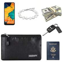 Hodufy Bolsa pequeña ignífuga de 5 x 8 pulgadas no pica bolsa de dinero ignífugo bolsa de dinero incendio bolsa de banco ignífuga para objetos de valor pasaporte depósito bancario llaves 2 unidades - negro - Ver 7