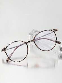 1 Pair Black Frame Glasses With Rivet Details, Street Style Transparent Lenses - Black - View 3