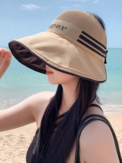 1顶女士超条纹渔夫帽，适合户外活动、旅行、海滩，透气防晒，时尚百搭休闲遮阳帽，日常佩戴也合适。