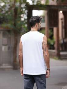 Men's Short-Sleeved T-Shirt With A Round Neck And Simple Design - White - View 3