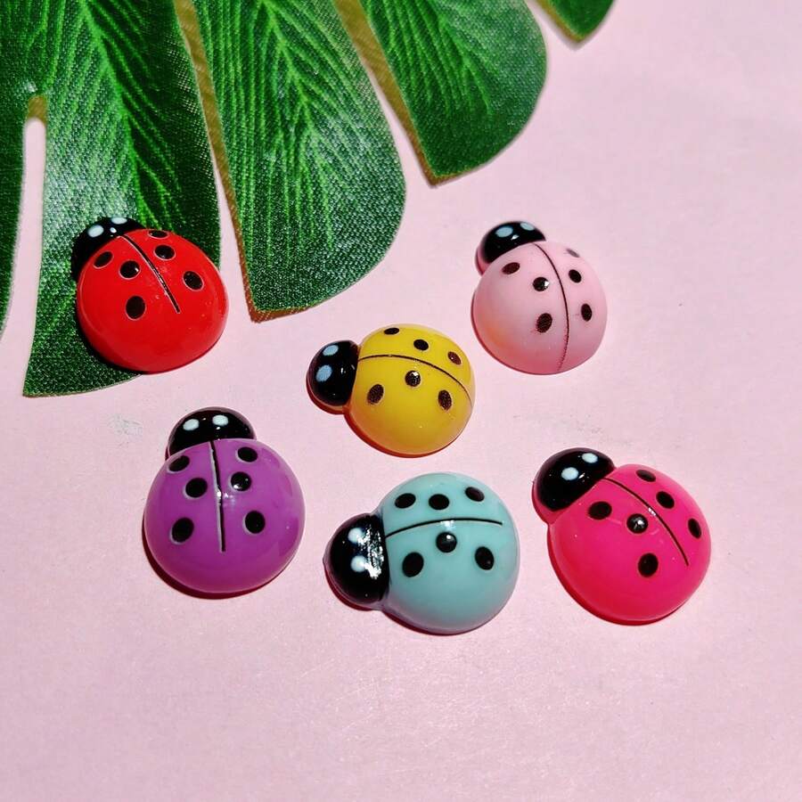 Cute Ladybug, Realistic Ladybug Fridge Magnet, Insect Miniature Model, Plant Magnet, Interesting Ladybug Potted Plant, Suitable For DIY Crafts, Self-Adhesive Mini Ladybug, Ladybug Decorations, Suitable For Scrapbooking, Micro-Landscape, Party, Home Garden Decor, Flat Wooden Ladybug Decorations - Ladybug - View 1
