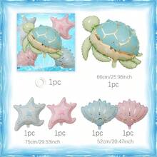 6pcs/Set Ocean Animal Balloon Set, Including Starfish, Seashell, Seahorse, Orca, Blue Whale, Seal, Jellyfish, Manta Ray, Sea Turtle, Suitable For Ocean Animal Themed Birthday Party, Gathering, Home Decor, Shower Decoration And Other Ornament Uses - Underwater Animal Set - View 17
