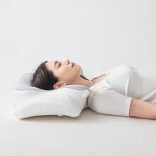 Almohada de cuello con forma de cuerno de buey de espuma de memoria con funda, almohada de cuerno de buey de buen soporte, almohada de avión, almohada de mariposa - Morado - Ver 2