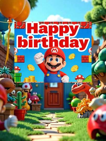 Sega 主题生日派对背景装饰、生日派对背景布、生日派对装饰布置用品、背景墙装饰、生日拍照背景、横幅摄影背景布、节日派对、家庭聚会等，以及赠送给亲朋好友的派对礼物
