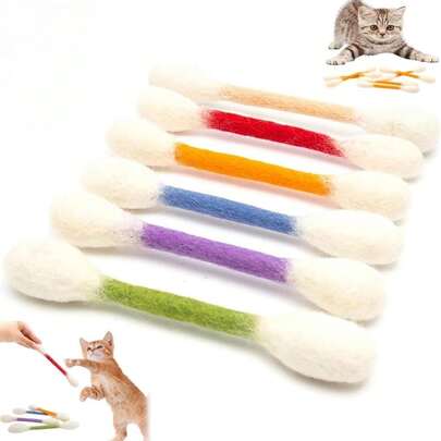 6件套猫玩具，大号棉签咀嚼玩具，毛毡互动踢棒，理想的宠物礼物