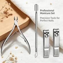 Precise Cuticle Scissors Set, Stainless Steel Double-Headed Cuticle Pusher & Nail Clipper, Versatile Manicure & Pedicure Tool - Silver - View 10