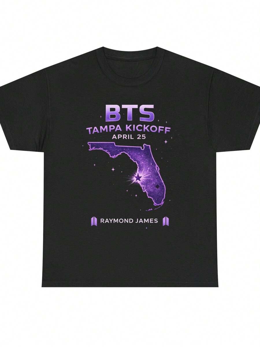 Tampa Kickoff Florida Map T-Shirt | Concert Tour Tee - Black - View 1