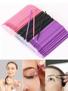 300PCS Disposable Micro Swabs For Eyelash Extension, Micro Cotton Swabs, Micro Applicators Eyelash Swabs For Makeup Application (Purple/Black/Pink) - Multicolor - View 2