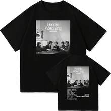 Sam Fender People Watching  Tour TShirt Men/Women Clothing Retro Harajuku High Quality Clothes Pure Cotton TShirts Day Gifts - 黑色 - 查看 1