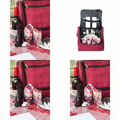 Fox Run Picnic Tote Kit 1 EA rojo