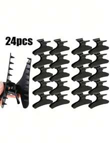 WANMEI 24pcs Black Butterfly Hair Clips, Professional Salon Hair Clips For Sectioning, Styling, Coloring, Suitable For Haircut, Styling, Sectioning, Hair Coloring, Fashion Butterfly Hair Accessories - Multicolor - View 8