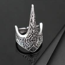 1pc Moda Personalizada Llama Tótem Cuerpo Guardia Arma Águila Pico Anillo, Pareja Temperamento Exagerado Punk Armadura Anillo Regalo Joyas - Plateado - Ver 5