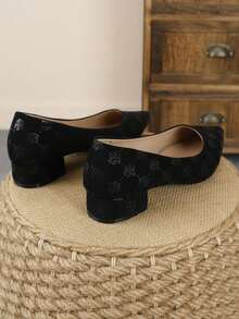 XBYASDF 2026 Nouvelles Escarpins à Bout Pointu Imprimés Noirs à Talon Bas de 3 cm, Chaussures Polyvalentes Élégantes à Talon Épais à la mode pour Femmes - Noir - Voir 8