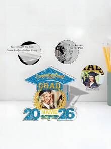 Marco de foto personalizable para graduación - 4 colores, personaliza 2026 Felicitaciones de graduación, recuerdo de despedida, regalo de escritorio, placa acrílica de regalo de graduación, personaliza foto y nombre, decoración de dormitorio, decoración de graduación - Multicolor - Ver 7